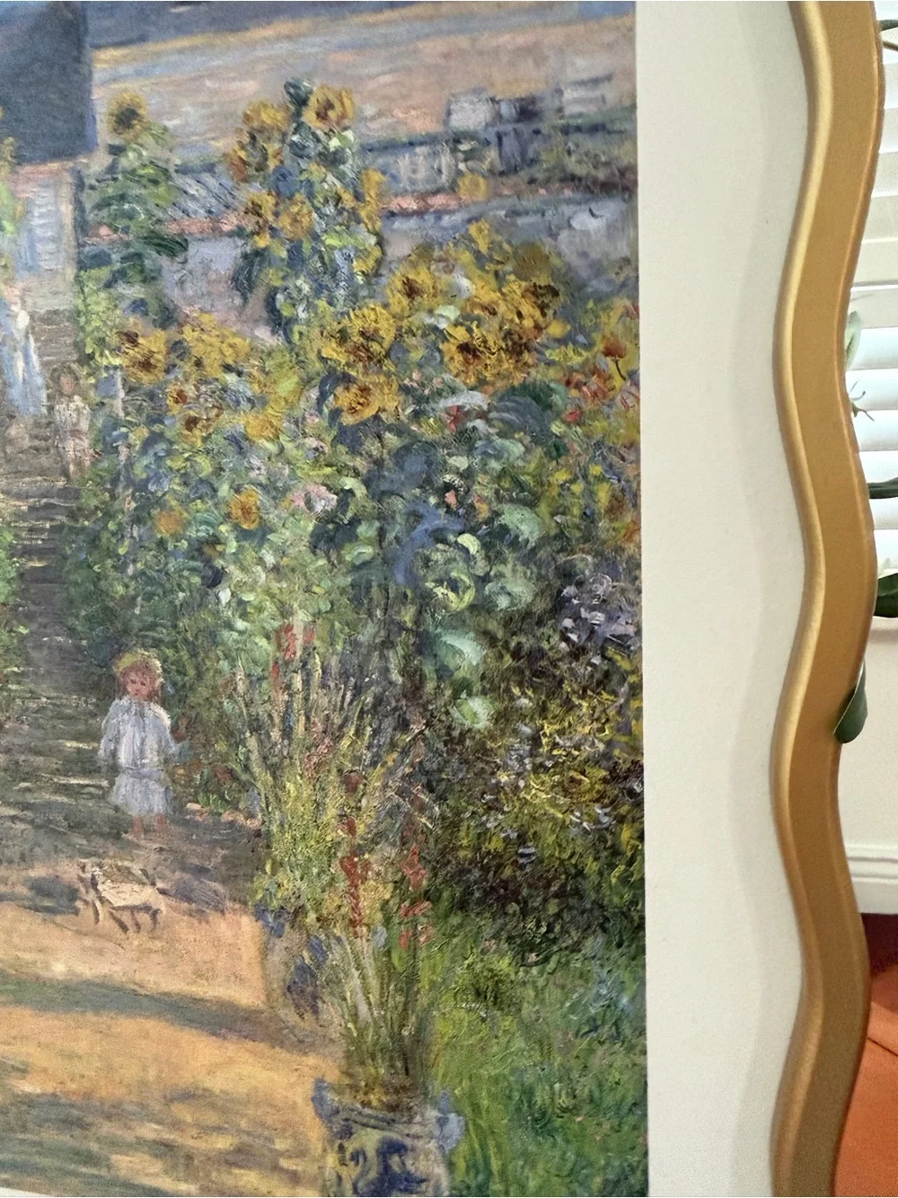 19x16”The Artist's Garden at Vétheuil by Claude Monet Print with golden frame